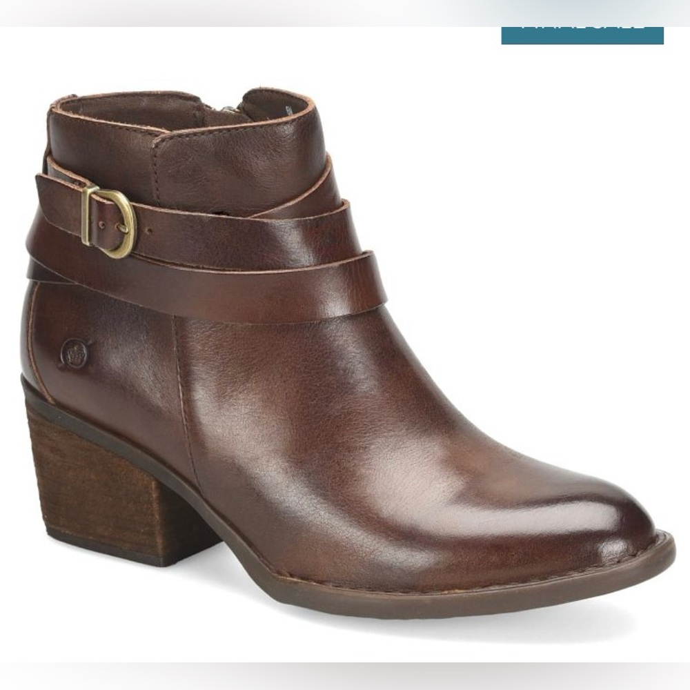 Born Payton Bootie Dark Castagno Brown Leather-Size 6M